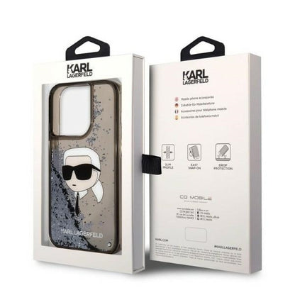 Θήκη για Apple iPhone 14 Pro, Karl Lagerfeld, Glitter Karl's Head, Μαύρη