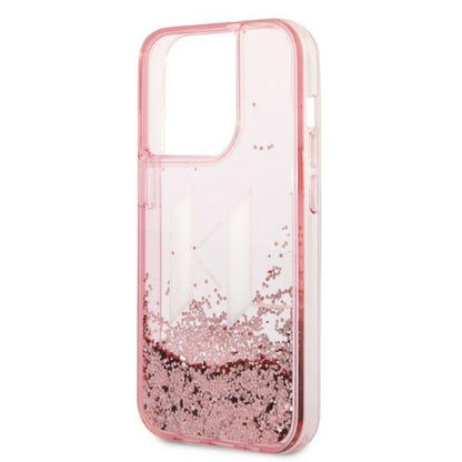Θήκη για Apple iPhone 14 Pro, Karl Lagerfeld, Glitter Liquid Big KL, Ροζ