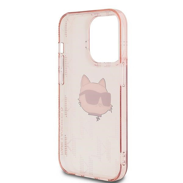 Case for Apple iPhone 14 Pro, Karl Lagerfeld, IML Luxury Monogram Choupette's Head, Pink