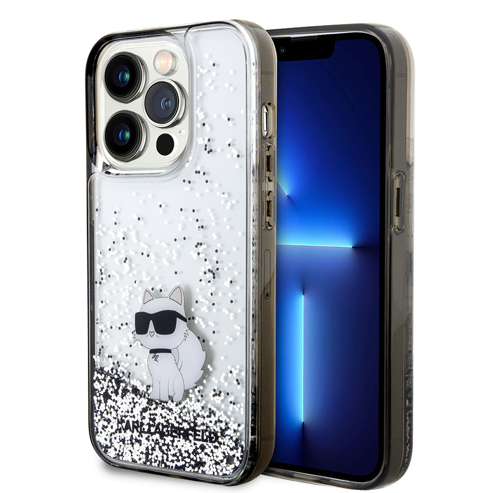 Θήκη για Apple iPhone 14 Pro, Karl Lagerfeld, Liquid Glitter Choupette, Διαφανής