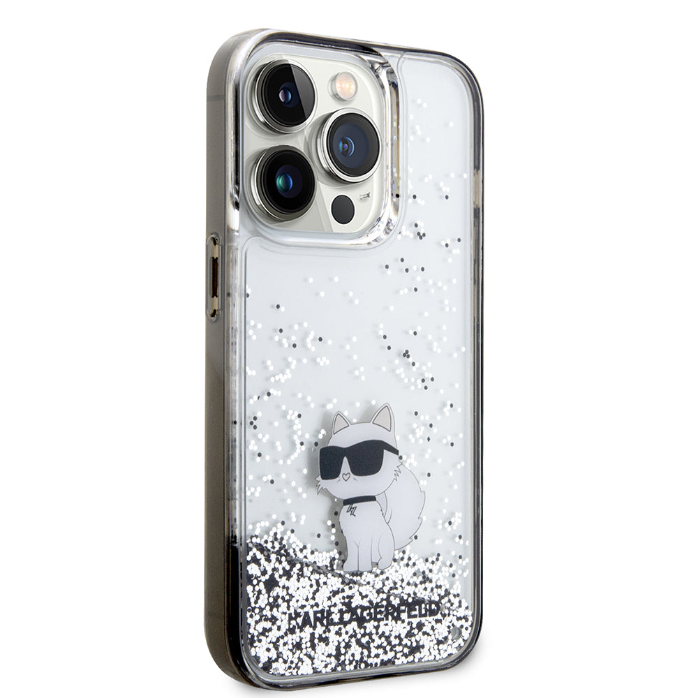 Θήκη για Apple iPhone 14 Pro, Karl Lagerfeld, Liquid Glitter Choupette, Διαφανής