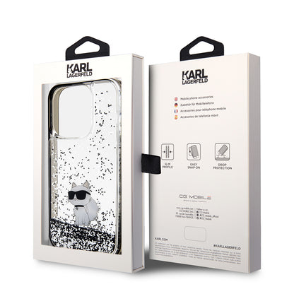 Θήκη για Apple iPhone 14 Pro, Karl Lagerfeld, Liquid Glitter Choupette, Διαφανής