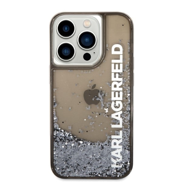 Θήκη για Apple iPhone 14 Pro, Karl Lagerfeld, Liquid Glitter KL Logo, Μαύρη