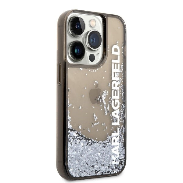 Θήκη για Apple iPhone 14 Pro, Karl Lagerfeld, Liquid Glitter KL Logo, Μαύρη