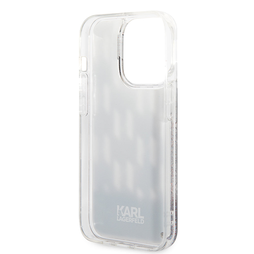 Θήκη για Apple iPhone 14 Pro, Karl Lagerfeld, Liquid Glitter Monogram, Μαύρη