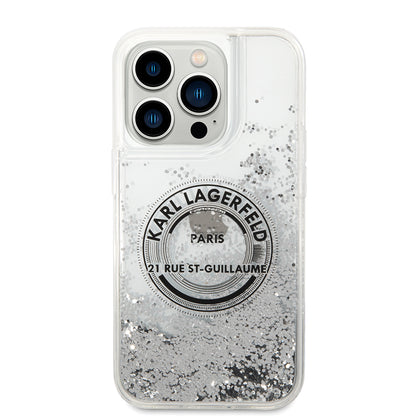 Θήκη για Apple iPhone 14 Pro, Karl Lagerfeld, Liquid Glitter RSG, Ασημί