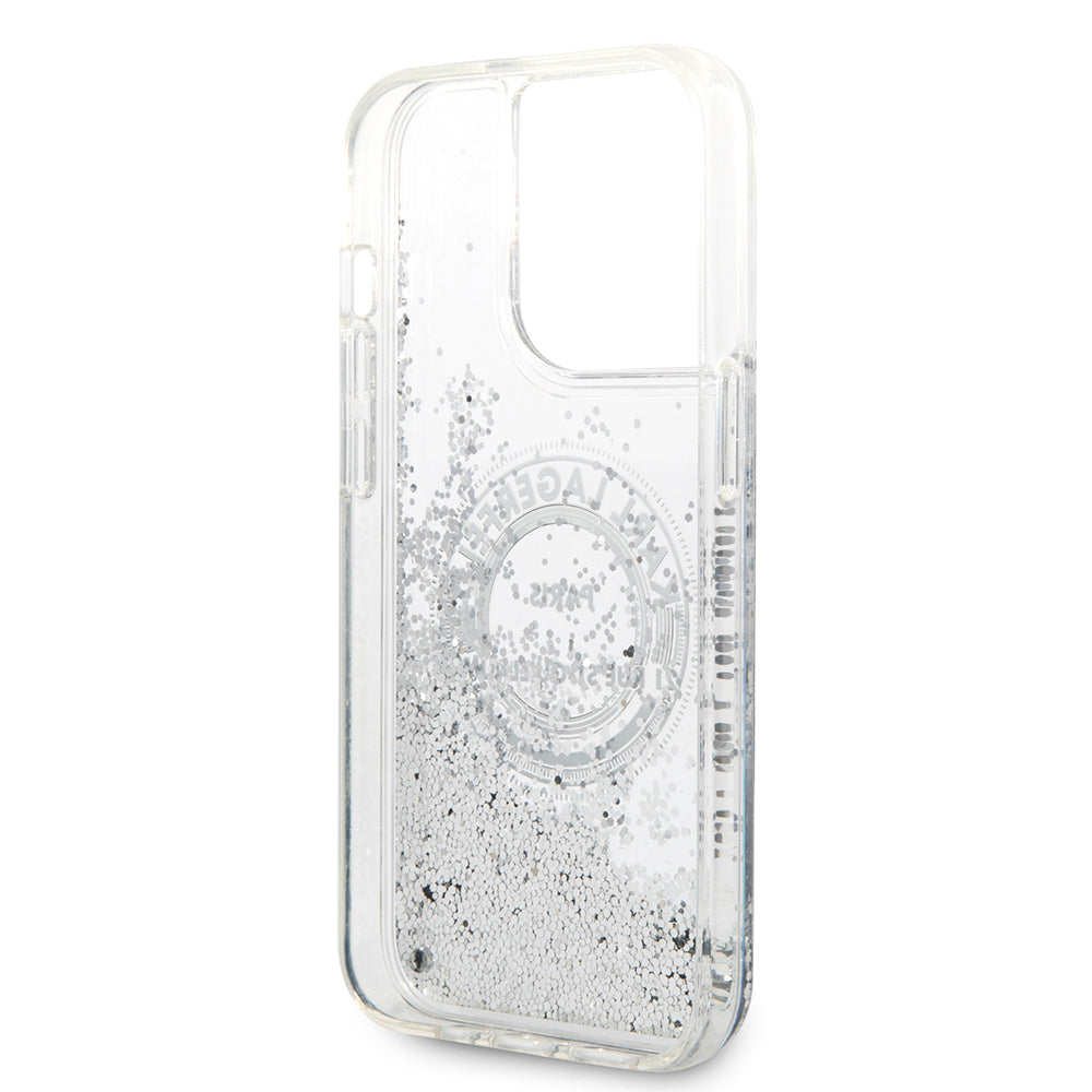 Θήκη για Apple iPhone 14 Pro, Karl Lagerfeld, Liquid Glitter RSG, Ασημί