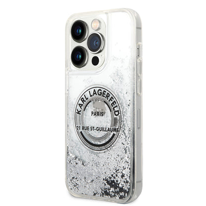 Θήκη για Apple iPhone 14 Pro, Karl Lagerfeld, Liquid Glitter RSG, Ασημί