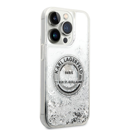 Θήκη για Apple iPhone 14 Pro, Karl Lagerfeld, Liquid Glitter RSG, Ασημί