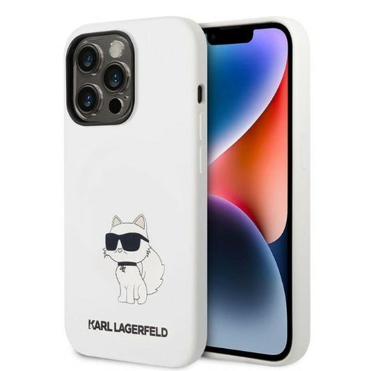 Θήκη για Apple iPhone 14 Pro, Karl Lagerfeld, Silicone Choupette, Λευκή