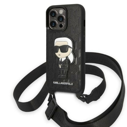 Θήκη για Apple iPhone 14 Pro, Karl Lagerfeld, Monogram Ikonik Karl, Μαύρη