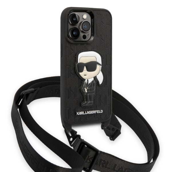 Θήκη για Apple iPhone 14 Pro, Karl Lagerfeld, Monogram Ikonik Karl, Μαύρη