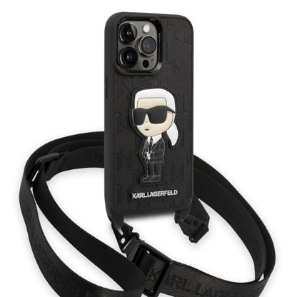 Θήκη για Apple iPhone 14 Pro, Karl Lagerfeld, Monogram Ikonik Karl, Μαύρη
