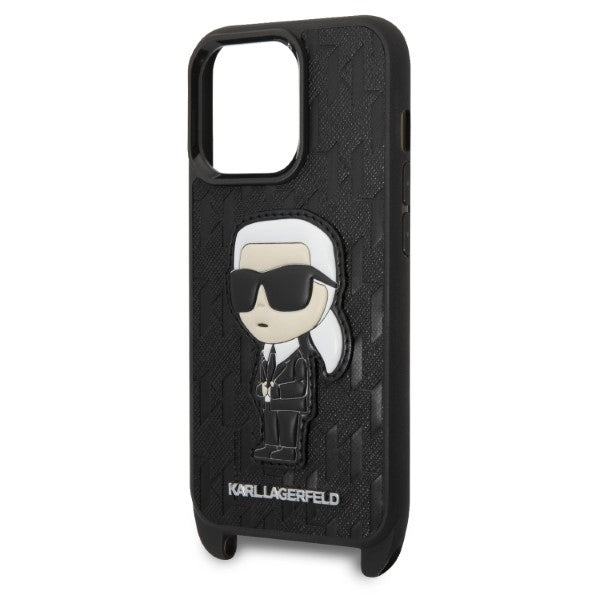 Θήκη για Apple iPhone 14 Pro, Karl Lagerfeld, Monogram Ikonik Karl, Μαύρη