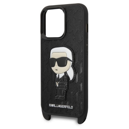 Θήκη για Apple iPhone 14 Pro, Karl Lagerfeld, Monogram Ikonik Karl, Μαύρη