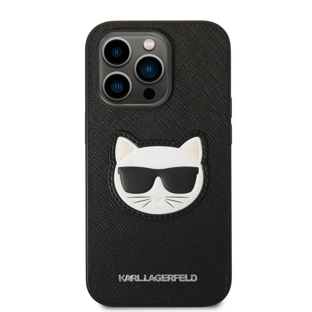 Θήκη για Apple iPhone 14 Pro, Karl Lagerfeld, Saffiano Choupette's Head, Μαύρη