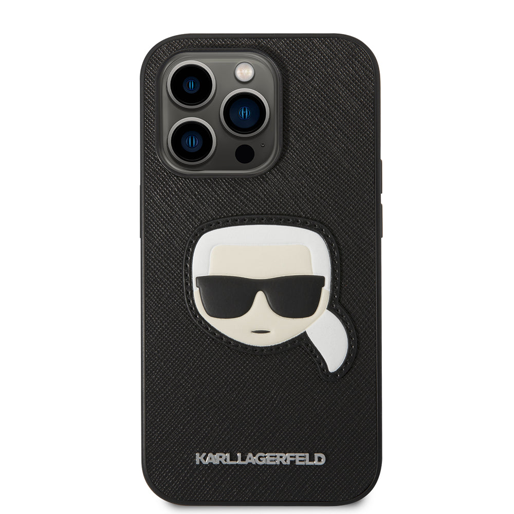 Θήκη για Apple iPhone 14 Pro, Karl Lagerfeld, Saffiano Karl's Head, Μαύρη