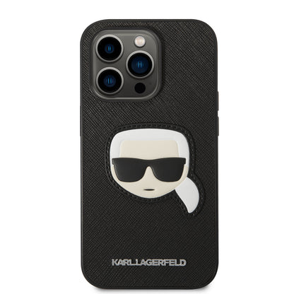 Θήκη για Apple iPhone 14 Pro, Karl Lagerfeld, Saffiano Karl's Head, Μαύρη
