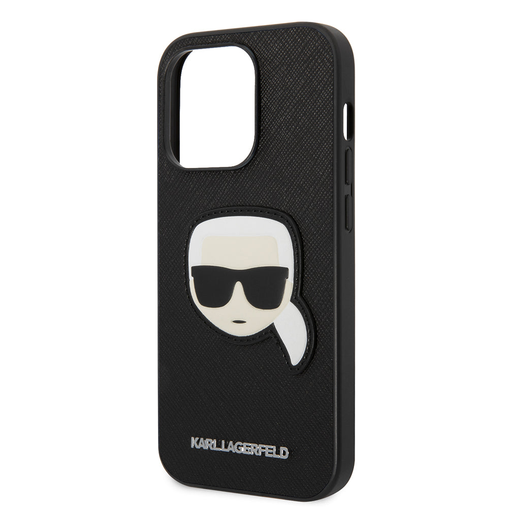 Θήκη για Apple iPhone 14 Pro, Karl Lagerfeld, Saffiano Karl's Head, Μαύρη