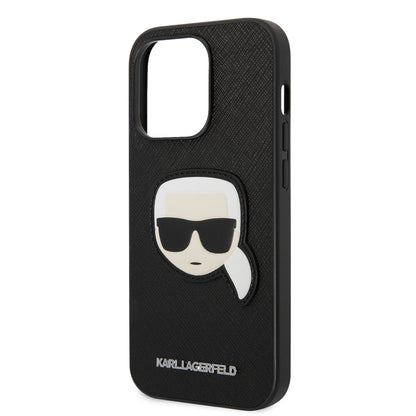 Θήκη για Apple iPhone 14 Pro, Karl Lagerfeld, Saffiano Karl's Head, Μαύρη