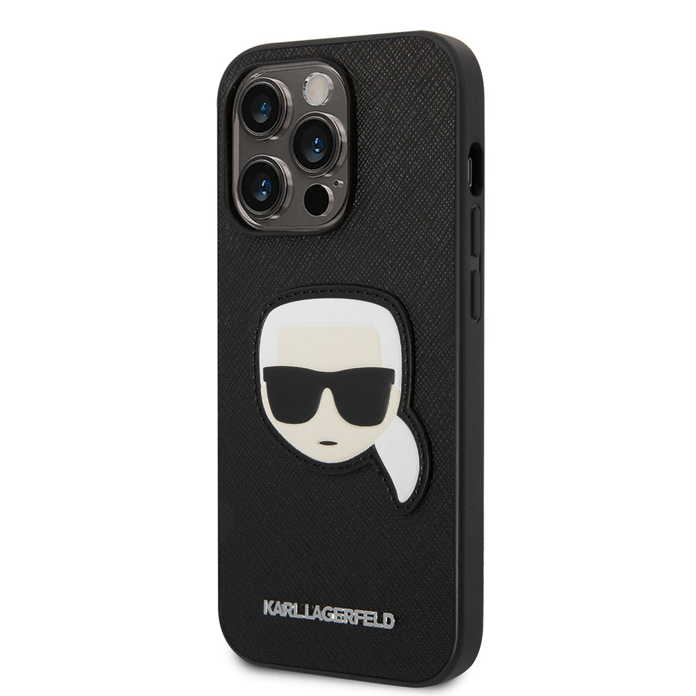 Θήκη για Apple iPhone 14 Pro, Karl Lagerfeld, Saffiano Karl's Head, Μαύρη