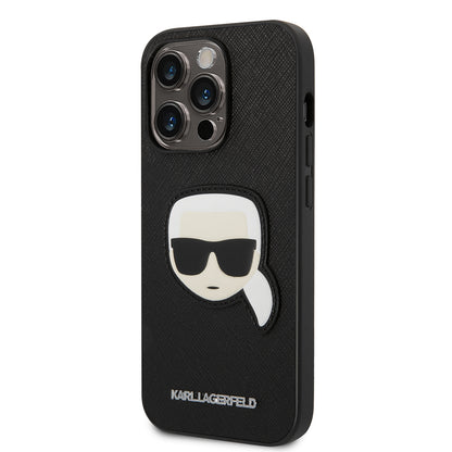 Θήκη για Apple iPhone 14 Pro, Karl Lagerfeld, Saffiano Karl's Head, Μαύρη