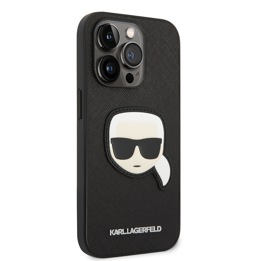 Θήκη για Apple iPhone 14 Pro, Karl Lagerfeld, Saffiano Karl's Head, Μαύρη