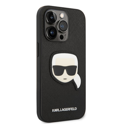 Θήκη για Apple iPhone 14 Pro, Karl Lagerfeld, Saffiano Karl's Head, Μαύρη