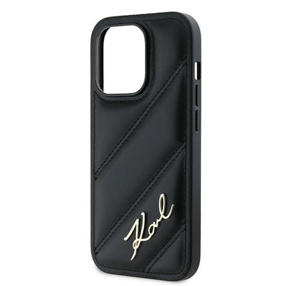 Case for Apple iPhone 14 Pro Max, Karl Lagerfeld, Diagonal Quilted Script, Black
