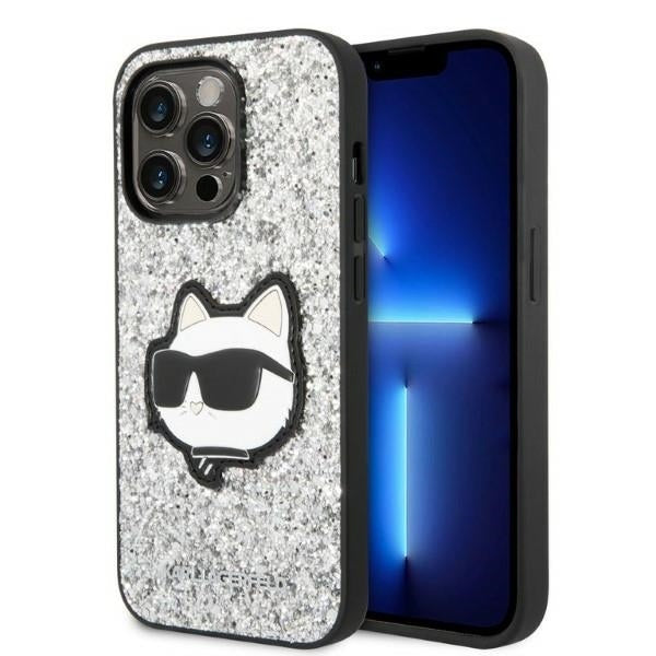 Θήκη για Apple iPhone 14 Pro Max, Karl Lagerfeld, Glitter Choupette Patch, Ασημί