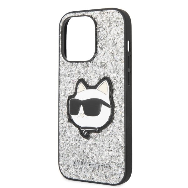 Θήκη για Apple iPhone 14 Pro Max, Karl Lagerfeld, Glitter Choupette Patch, Ασημί