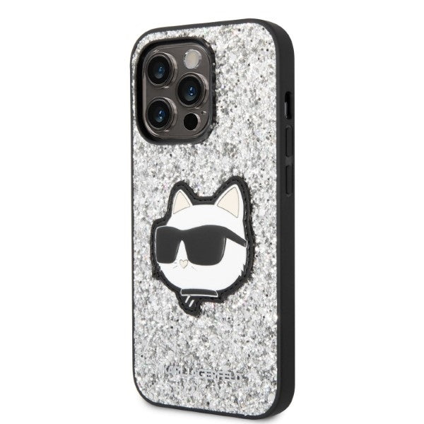 Θήκη για Apple iPhone 14 Pro Max, Karl Lagerfeld, Glitter Choupette Patch, Ασημί
