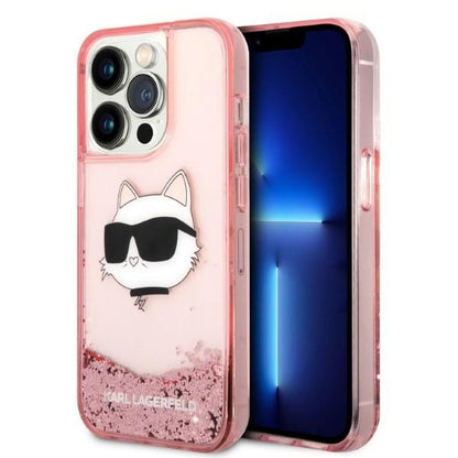Θήκη για Apple iPhone 14 Pro Max, Karl Lagerfeld, Glitter Choupette's Head, Ροζ