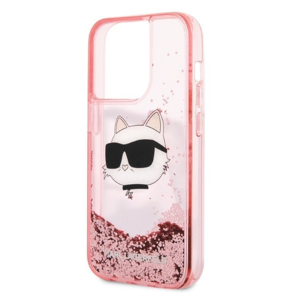 Θήκη για Apple iPhone 14 Pro Max, Karl Lagerfeld, Glitter Choupette's Head, Ροζ