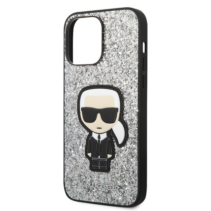 Θήκη για Apple iPhone 14 Pro Max, Karl Lagerfeld, Glitter Flakes Ikonik Karl, Ασημί
