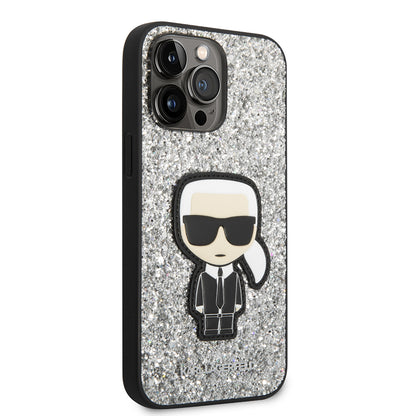 Θήκη για Apple iPhone 14 Pro Max, Karl Lagerfeld, Glitter Flakes Ikonik Karl, Ασημί