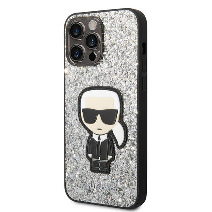 Θήκη για Apple iPhone 14 Pro Max, Karl Lagerfeld, Glitter Flakes Ikonik Karl, Ασημί