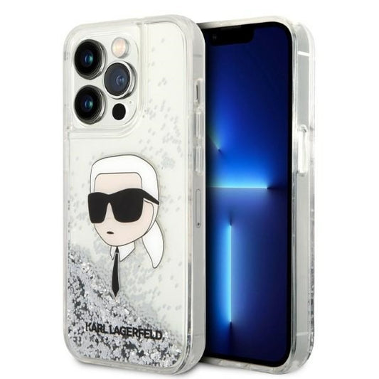 Θήκη για Apple iPhone 14 Pro Max, Karl Lagerfeld, Glitter Karl's Head, Ασημί