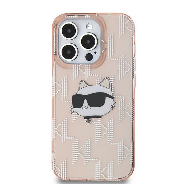 Θήκη για Apple iPhone 14 Pro Max, Karl Lagerfeld, IML Luxury Monogram Choupette's Head, Ροζ