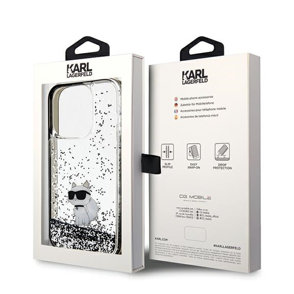 Θήκη για Apple iPhone 14 Pro Max, Karl Lagerfeld, Liquid Glitter Choupette, Διάφανη