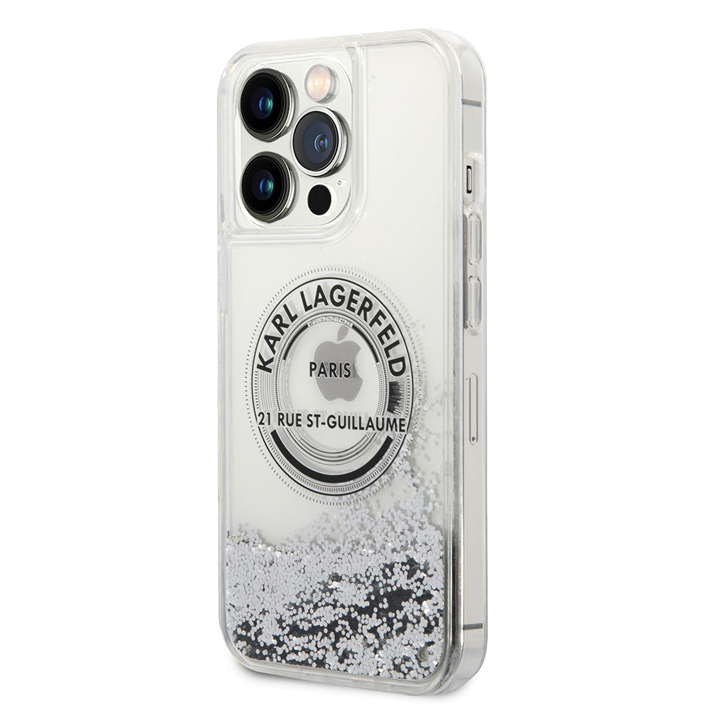 Θήκη για Apple iPhone 14 Pro Max, Karl Lagerfeld, Liquid Glitter RSG, Ασημί