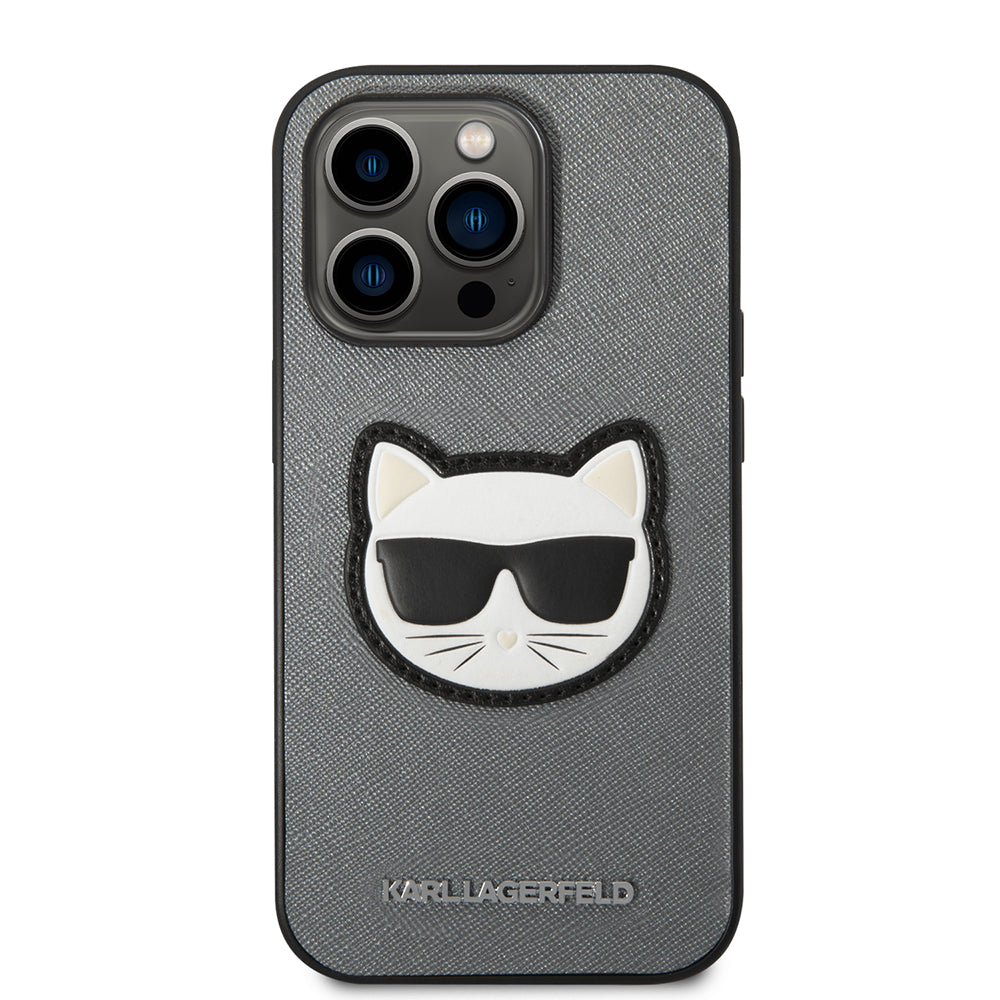 Θήκη για Apple iPhone 14 Pro Max, Karl Lagerfeld, Saffiano Choupette's Head, Ασημί