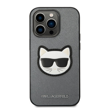 Θήκη για Apple iPhone 14 Pro Max, Karl Lagerfeld, Saffiano Choupette's Head, Ασημί