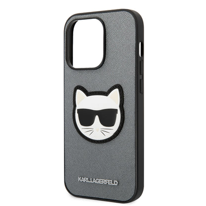 Θήκη για Apple iPhone 14 Pro Max, Karl Lagerfeld, Saffiano Choupette's Head, Ασημί