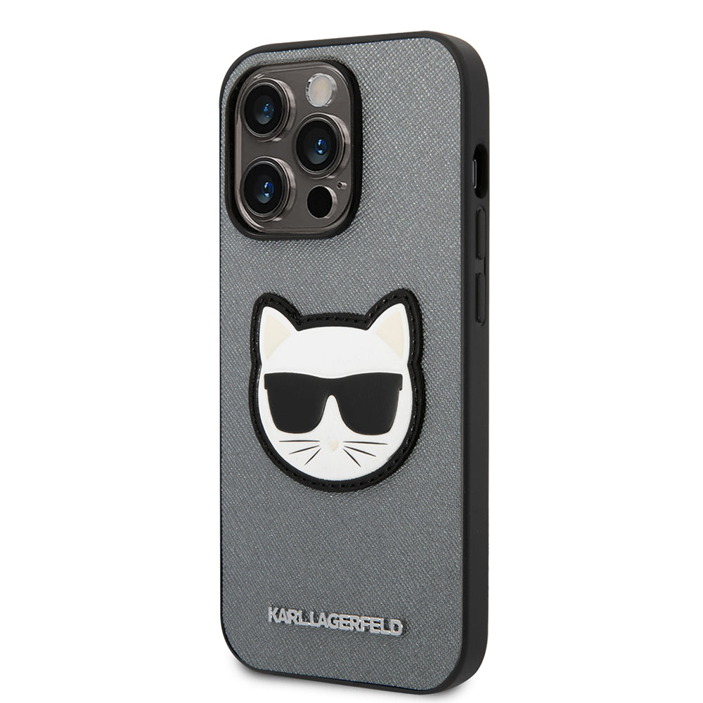 Θήκη για Apple iPhone 14 Pro Max, Karl Lagerfeld, Saffiano Choupette's Head, Ασημί