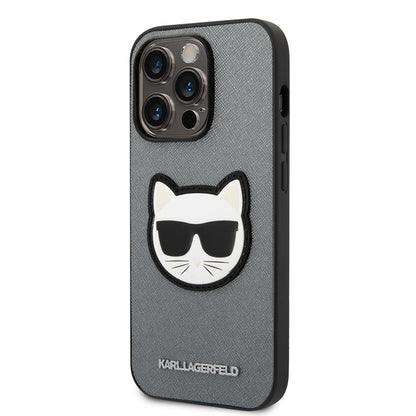 Θήκη για Apple iPhone 14 Pro Max, Karl Lagerfeld, Saffiano Choupette's Head, Ασημί