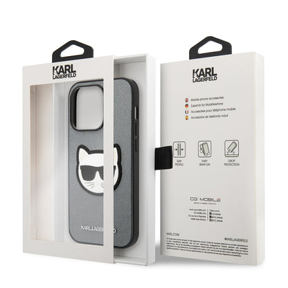 Θήκη για Apple iPhone 14 Pro Max, Karl Lagerfeld, Saffiano Choupette's Head, Ασημί