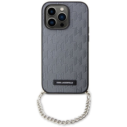 Θήκη για Apple iPhone 14 Pro Max, Karl Lagerfeld, Saffiano Monogram Chain, Ασημί