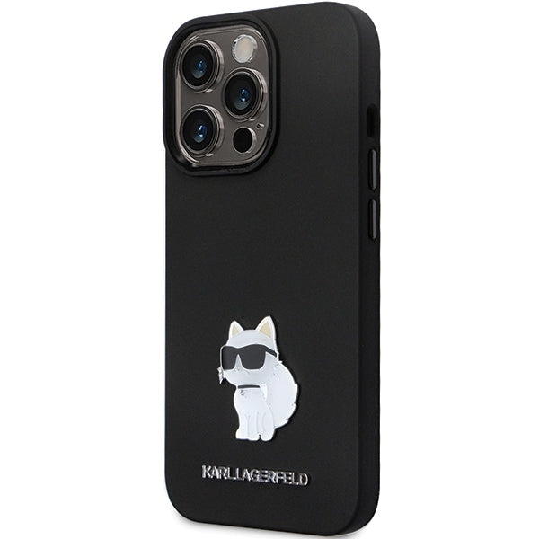 Θήκη για Apple iPhone 14 Pro Max, Karl Lagerfeld, Silicone Choupette Metal, Μαύρη