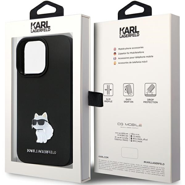 Θήκη για Apple iPhone 14 Pro Max, Karl Lagerfeld, Silicone Choupette Metal, Μαύρη